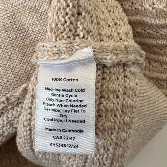 Talbots Short Sleeve Textured Knit Cotton Cardigan Sweater Gold Tone Buttons M - Picture 3 of 6